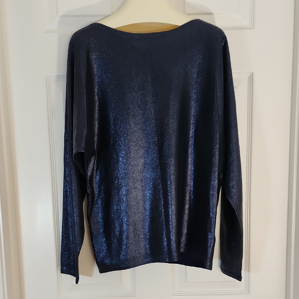 NWT Lauren Ralph Lauren Shimmery Navy Top - Size S